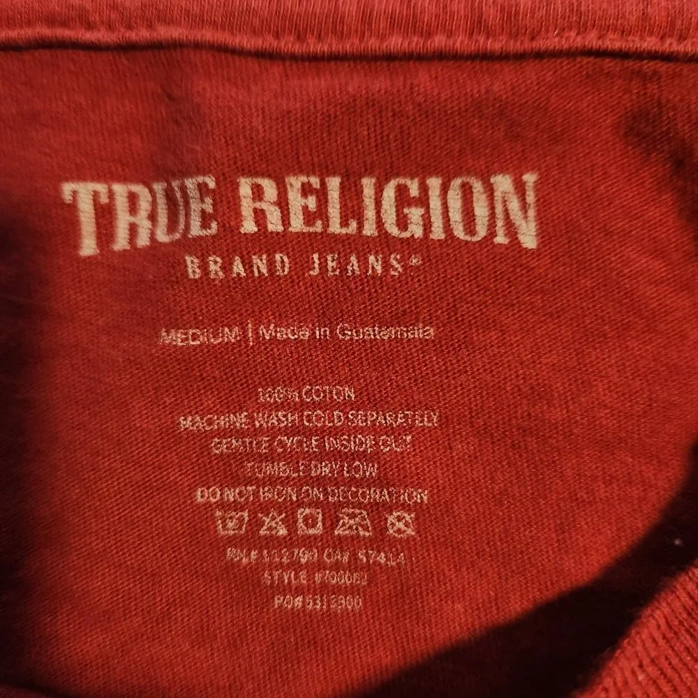 True Religion T-Shirt Dahlia Buddha‎ The Buddha Brand Red Cotton Mens Medium